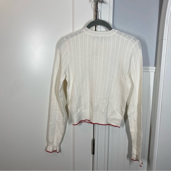 Madewell Cream Signature Open-Knit Cardigan Ruffle Hem NWT Casual Lightweight - Picture 6 of 8